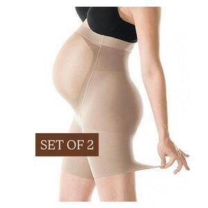 Spanx 163 Power Mama Maternity Mid Thigh Shapewear Shorts Bare Size A 2 Pack NWT
